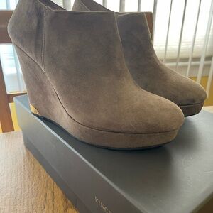 Vince Camuto Tan Wedge Ankle Booties